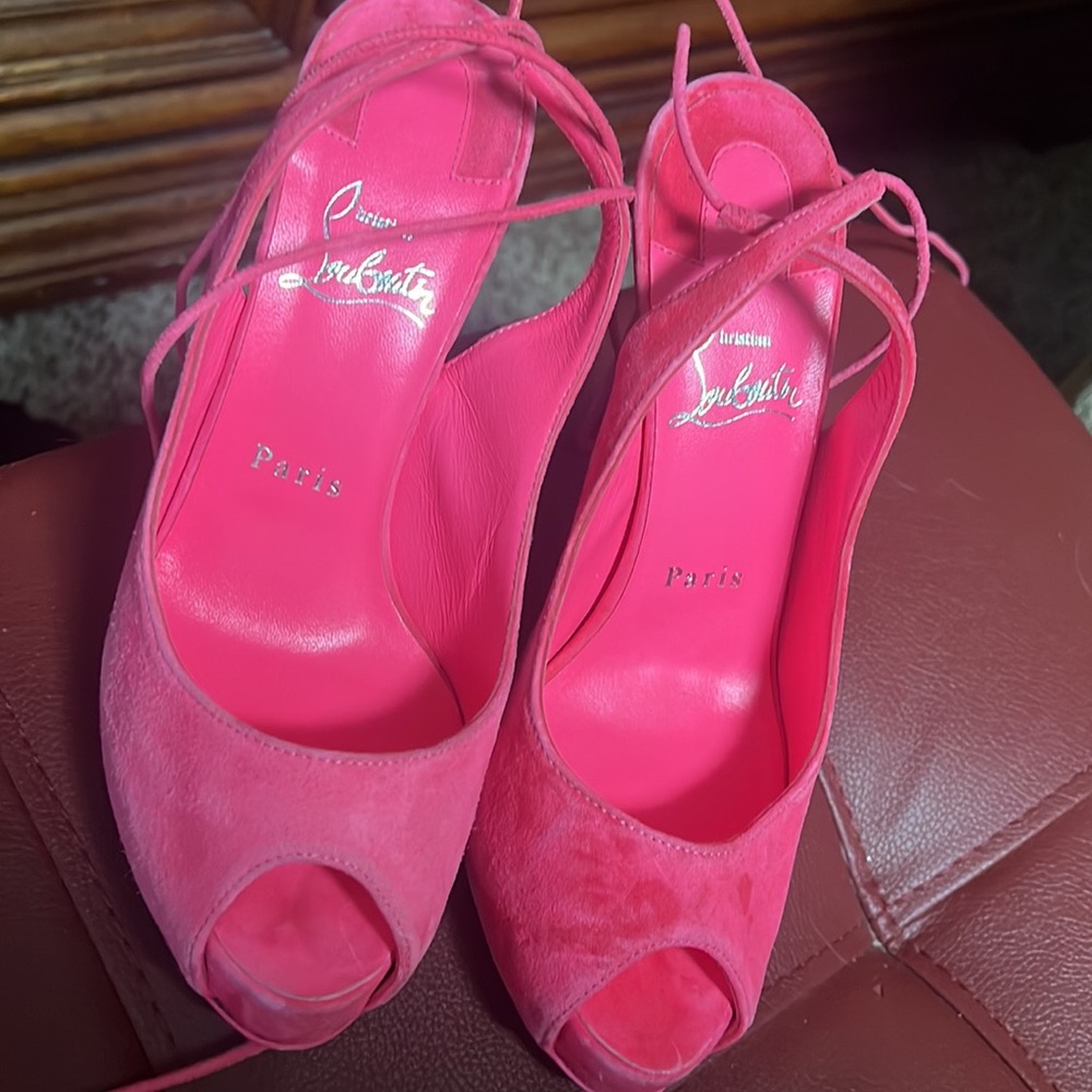 Christian Louboutin Pink Peep-Toe Heels